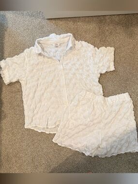 🩶 Nordstrom White Textured Swim Coverup Set 🩶